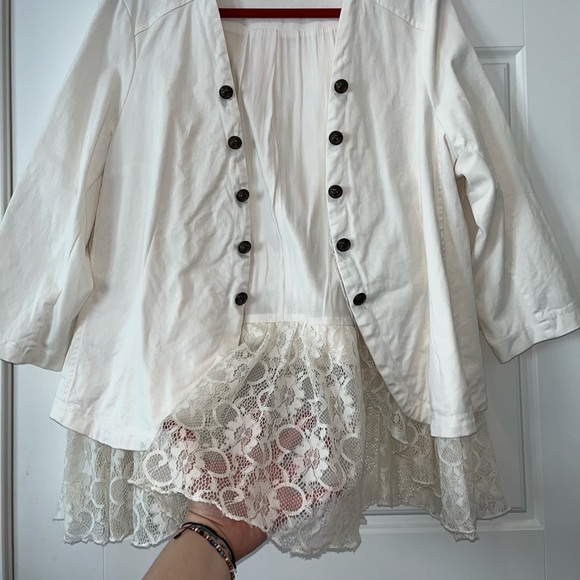 Torrid Ivory 2x Plus Size Lace Detail Blazer/Military Jacket - Picture 7 of 13